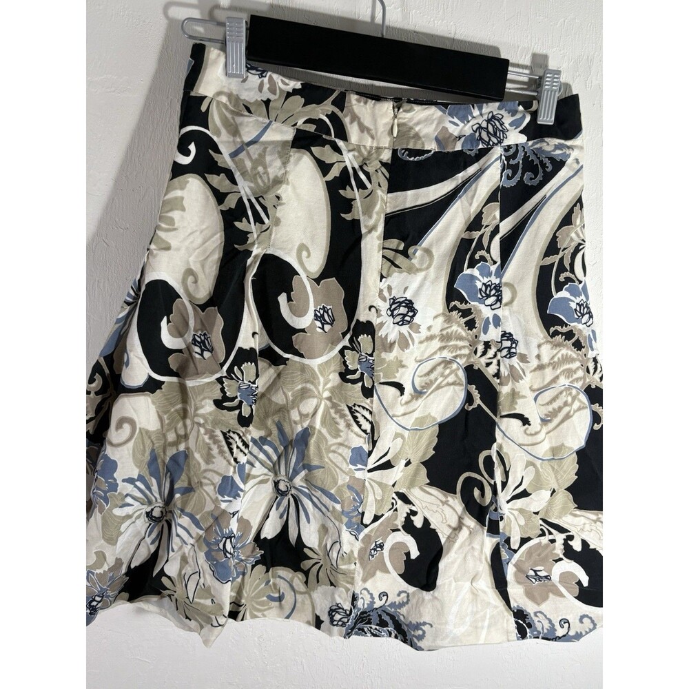 Ann Taylor Women’s Tan, Cream, Black Floral A-Line Zippered Skirt Size 6 Midi - Picture 6 of 10